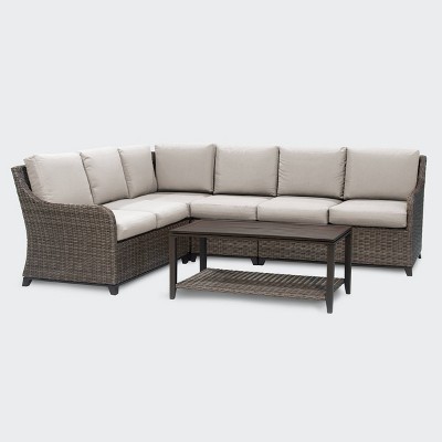 Mitchell 5pc Sectional Set with Sunbrella - Cast Ash - Leisure Made