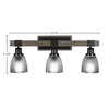 Toltec Lighting Tacoma 3 - Light Vanity in  Black/Painted Wood with 5" Clear Ribbed Shade - 2 of 2
