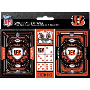 MasterPieces Officially Licensed NFL Cincinnati Bengals 2-Pack Playing cards & Dice set for Adults - 1 of 4