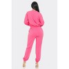Slickblue Women's Terry Mesh Set, Rhinestone Detail Top & Bottom, Elastic Waistband, Casual Loungewear, Pink, Size S-L - 2 of 4