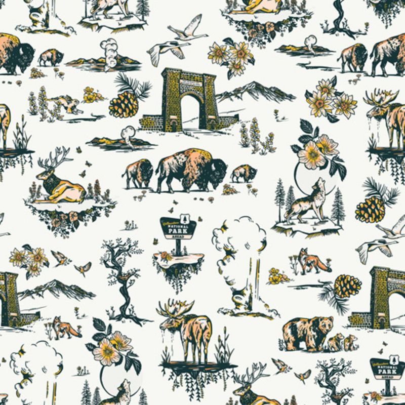 The Whiskey Ginger Yellowstone National Park Travel Pattern Shower Curtain Blue - Deny Designs, 4 of 5