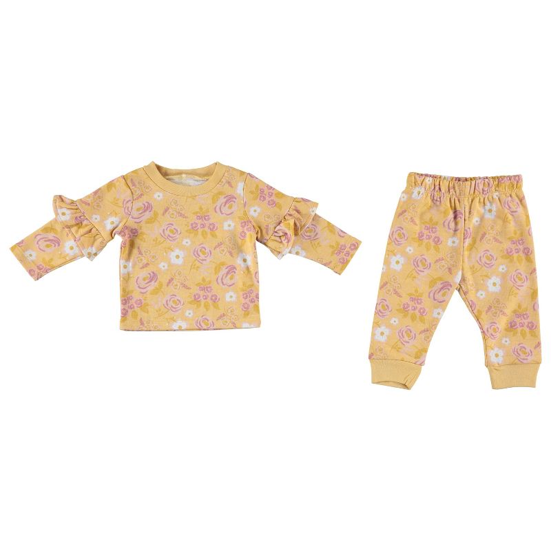 Chick Pea Baby Girl Layette Long Sleeve Newborn Onesie and Pants Jogger Set, 2 of 3