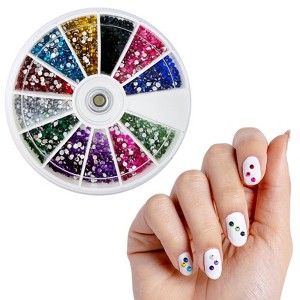 Wrapables Rhinestones 2400 Piece 12 Color Nail Art Manicure Wheel, 12 Vibrant Colors for Nail Art & DIY Decoration - 1 of 4