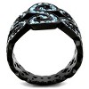 Slickblue Women’s Black Ring, Swirl Band Design, Sea Blue Synthetic Crystals, IP Stainless Steel, Sizes 5-10 - 3 of 4