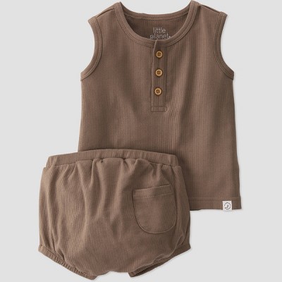 little Planet By Carter's Baby 2pc Happy Otter Top and Bottom Set - Brown Newborn
