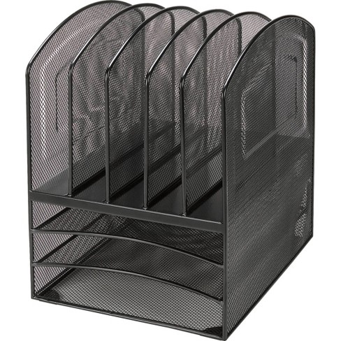 Lorell Steel Mesh 3 5 Tray Desktop Organizer Black Target