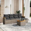 vidaXL 6 Piece Patio Sofa Set with Cushions Gray Poly Rattan - without storage 6 Piece Set - 2 of 4