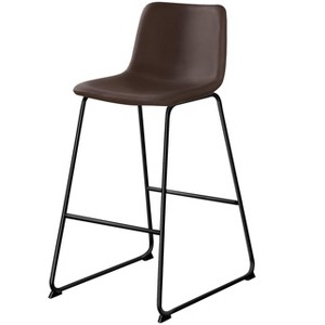 Sapphtopaz Modern Bar Stools PU Cushion Dining Chairs with Curved Back and Metal Legs Counter Height Barstools High Chair for Kitchen Island - 1 of 4