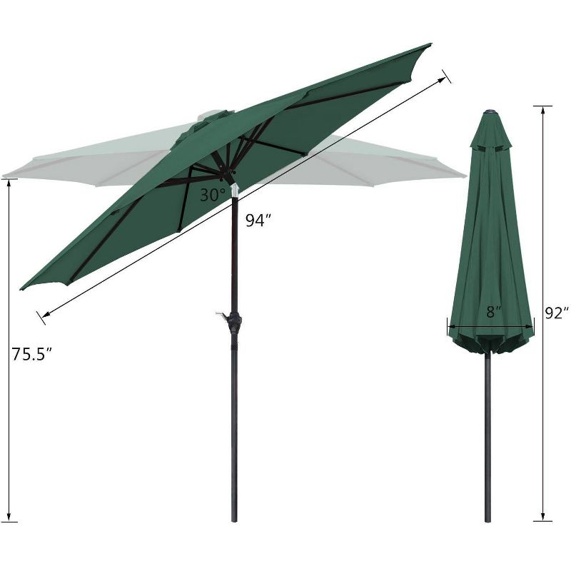9' x 9' Outdoor Market Patio Umbrella with Push Button Tilt - Devoko, 6 of 7