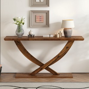 KIGFTSOD 57'' Modern Rustic Console Table - Cross-Leg Design, Sturdy Build & Spacious Surface, Ideal for Living & Bedroom - 1 of 4