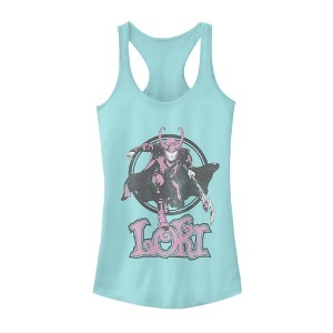 Juniors Womens Marvel Loki Mischief Racerback Tank Top - 1 of 3