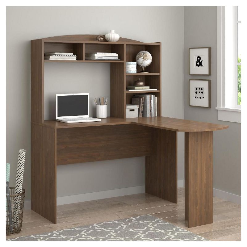 Danford L Shaped Computer Desk with Storage Hutch Walnut - Room &#38; Joy, 3 of 5
