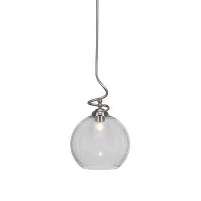 Toltec Lighting Capri 1 - Light Pendant in  Brushed Nickel with 11.75" Clear Bubble Shade