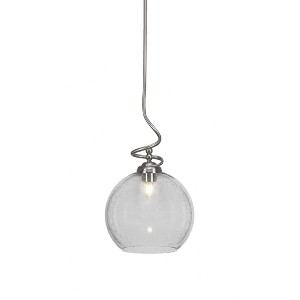 Toltec Lighting Capri 1 - Light Pendant in  Brushed Nickel with 11.75" Clear Bubble Shade - 1 of 1