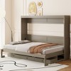 Queen Size Murphy Bed with Desk, Center Mirror and 2 Side Drawers for Bedroom or Guest Room - 2 of 4