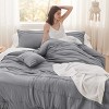 Bedsure | 3/4 Pcs Pinch Pleat Bed Solid Comforter &  Pillowcases Bedding Set - 3 of 4