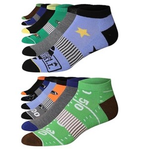 JAMES FIALLO Men's 12-Pairs Performance Low Cut Palette of Solid & Football Patterned Colors Athletic Sport Socks - 1 of 4