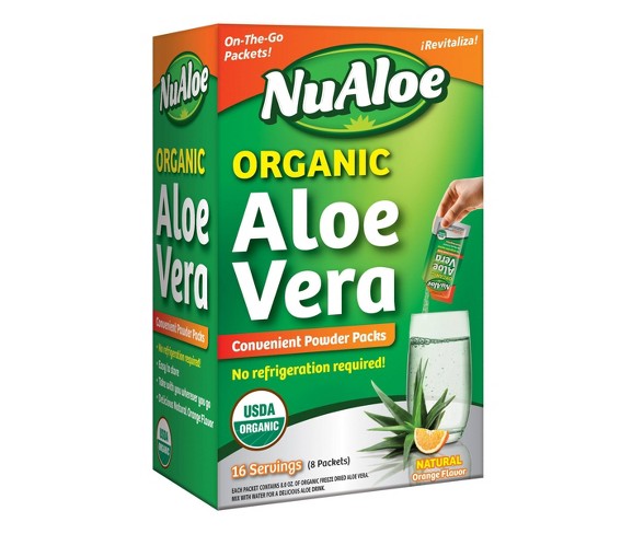 NuAloe Organic Aloe Vera Powder Packs - 16ct