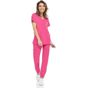 MediChic Womens 8-Pocket Scrubs Set- Mock Neck with 4-Pocket Jogger Scrub Pants - 1 of 4