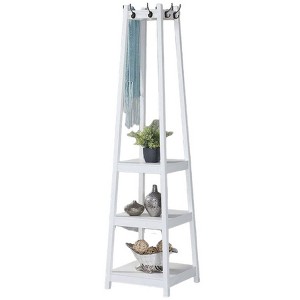 Legacy Decor 8 Hook 3 Tier Shelves Wooden Garment Coat Rack - 1 of 1