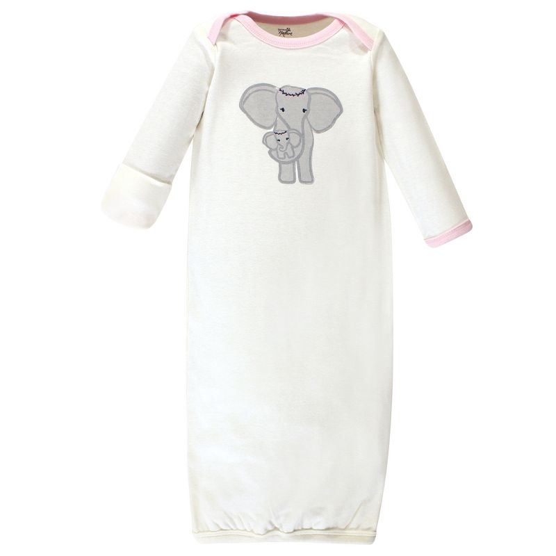 Touched by Nature Baby Girl Organic Cotton Long-Sleeve Gowns 3pk, Girl Elephant, 5 of 6