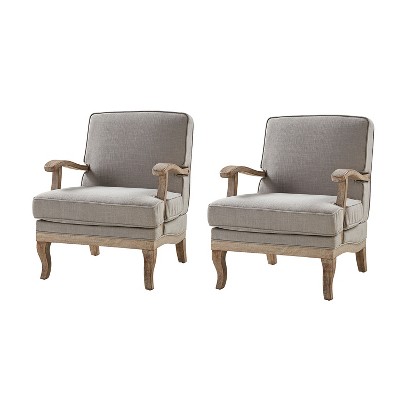 Set of 2 Quentin Wooden Upholstered Armchair Comfy Living Room with Comfortable Backrest and Cushion | ARTFUL LIVING DESIGN