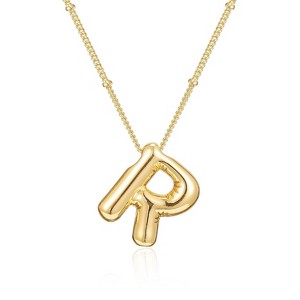 Bubble Letter Initial Necklace for Women, 14K Gold Plated Personalized Birthday Gift - 1 of 4
