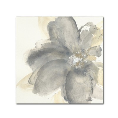 Floral Gray I Contemporary Canvas Art with Floater Frame, 14" x 14"
