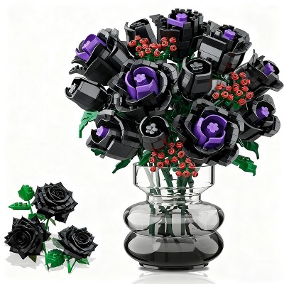 Hogokids 330PCS Flowers Bouquet Building Set Black Roses Toy for Audlts and Kids Aged 8+