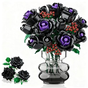 Hogokids 330PCS Flowers Bouquet Building Set Black Roses Toy for Audlts and Kids Aged 8+ - 1 of 4