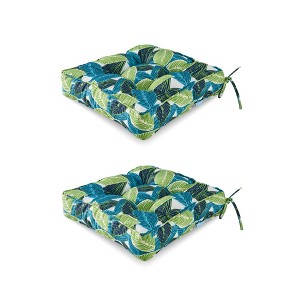 ARTPLAN Outdoor Seat Cushion, Square Thick Tufted Pure Chair Cushion for Patio Wicker Chair with Tie, Set of 2,19"x19"x5" - 1 of 2