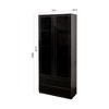 YONWAY Curio Storage Cabinet, 4-Tier Wooden Bookcase, Display Cabinet with Glass Doors for Living Room, Office, Study, Gaming Room, Black - 4 of 4