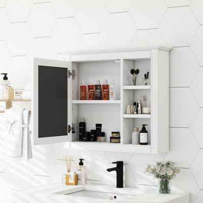 NicBex 30" Medicine Cabinet with Mirror,Wall Mounted Bathroom Storage Cabinet,Wall Cabinet with 3 Open Shelves,Over the Toilet Storage Cabinet