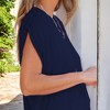 Amaryllis Women's Ruched Gathered Shoulder Top Soft Comfortable Fabric Trendy Relaxed Stylish Casual Versatile Fit - 2 of 4
