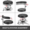 VEVOR Medical Dental Stool Dentist Chair with 360 Degree Rotation Armrest PU Leather Assistant Stool Chair Height Adjustable Doctor Chair, Black - 4 of 4