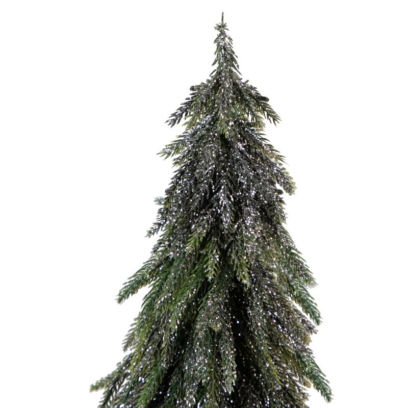 Northlight 1.7 FT Downswpt Glittered Pine Tree in Burlap Base - Unlit, 3 of 5