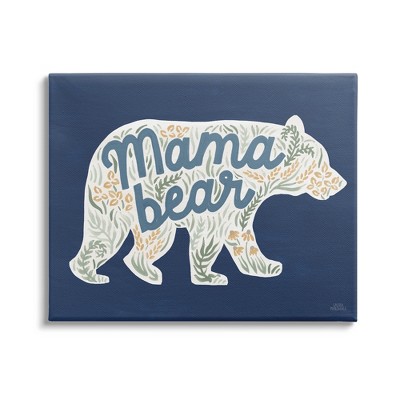 Stupell Industries Blue Mama Bear Botanicals Canvas Wall Art