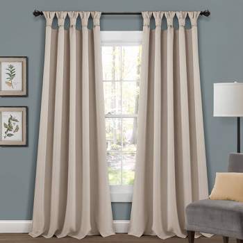 Set of 2 Insulated Knotted Tab Top Blackout Window Curtain Panels - Lush Décor