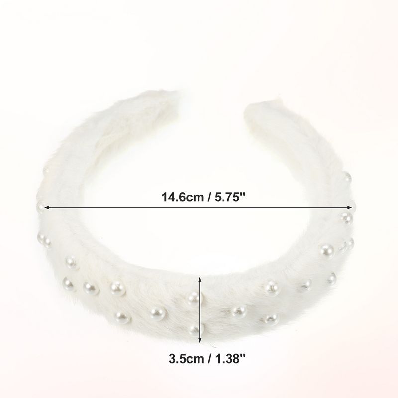 Unique Bargains Women's Fluffy Fuzzy Solid Color Faux Pearl Headband 1 Pc, 5 of 8