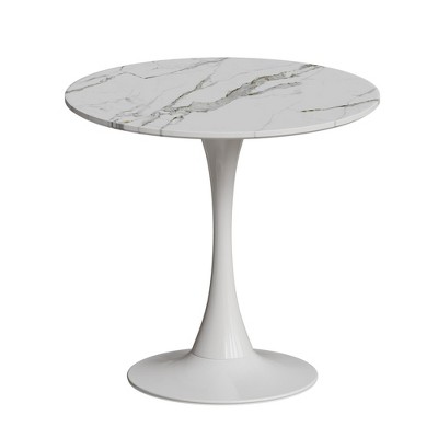 Dexmalle Medieval white Marble Patterned Tulip Dining Table