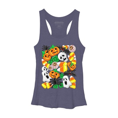 Women's Design By Humans Halloween Spooky Candies Party By BluedarkArt Racerback Tank Top