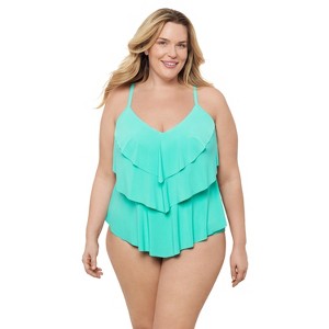 Aqua Green, Women's Triple Tier Tankini - 1 of 3