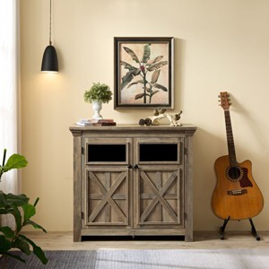 2 Doors Cabinet, Large Buffet Cabinet Kitchen With Metal Handle Styles, Bar Storage Cabinet For Dining Room-Cuddlewood - 1 of 4