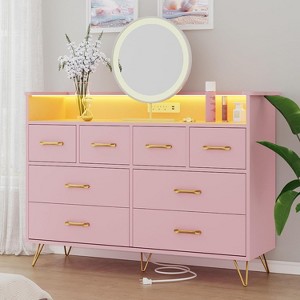 8 Drawers Dresser with LED Light and Charging Station for Bedroom - 1 of 4
