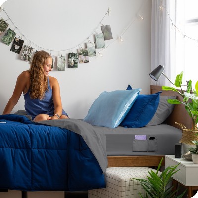 Queen Gray Hydro-Brushed Microfiber Sheet Set with Dual Pockets