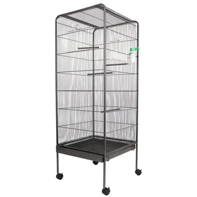 Steel Bird Cage with Rolling Stand, Plastic Feeder, PP Slide-Out Tray Large Flight Cage for Parrots, Parakeets, Pigeons and Lovebirds Big Bird Cage