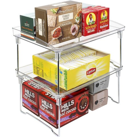 Sorbus 2 Tier Foldable Storage Shelf Organizer Stand Racks - for Undersink, Kitchen Cabinets, Pantry, Countertops