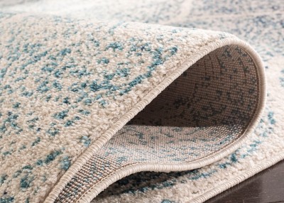 Elegant Cream & Turquoise Synthetic 8'x10' Reversible Area Rug