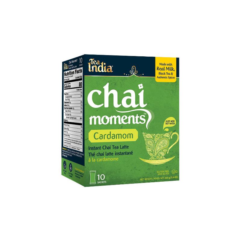 Tea India Chai Moments Cardamom Chai Tea Instant Latte Mix 10 Sachets Pack of 6, 5 of 6