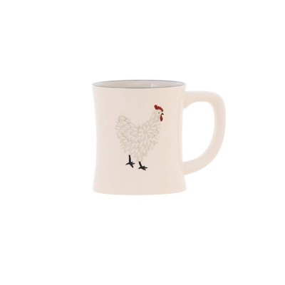 White Ceramic Farmhouse Chicken Graphic 16-Piece Dinnerware Set